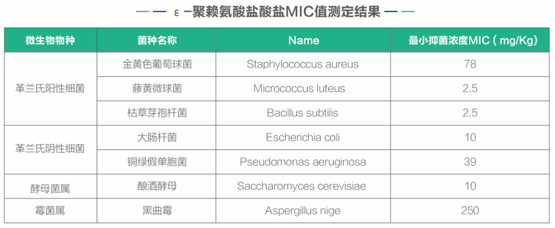 聚賴(lài)氨酸MIC值測(cè)定結(jié)果